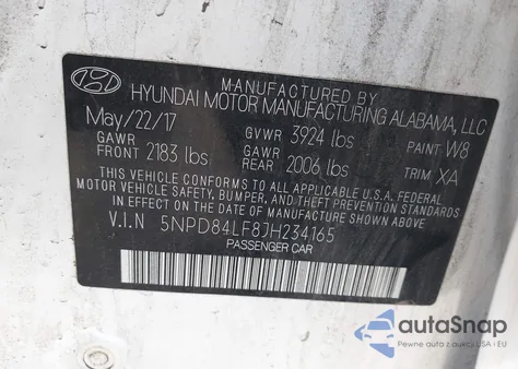 2018 Hyundai Elantra Sel из США, поврежденный, VIN 5NPD84LF8JH234165